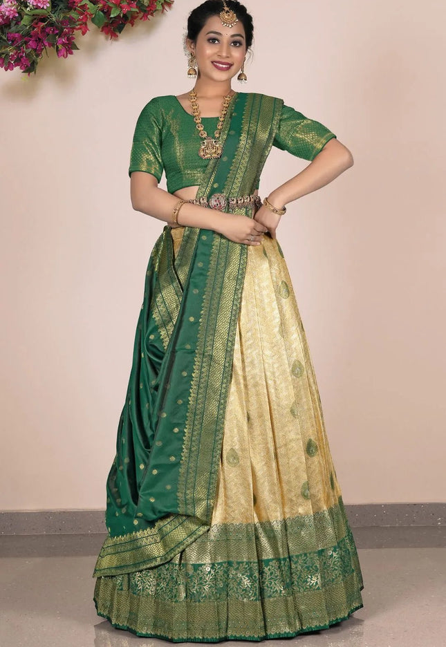 Chiku Traditional Self Jacquard Banarasi Lehenga Choli - Gajiwala