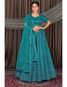 Firozi Party wear Heavy designer Net Lehenga Choli - Gajiwala