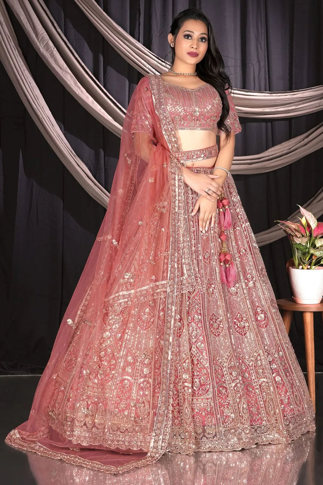 Gajari Traditional Net Lehenga Choli With Dupatta - Gajiwala