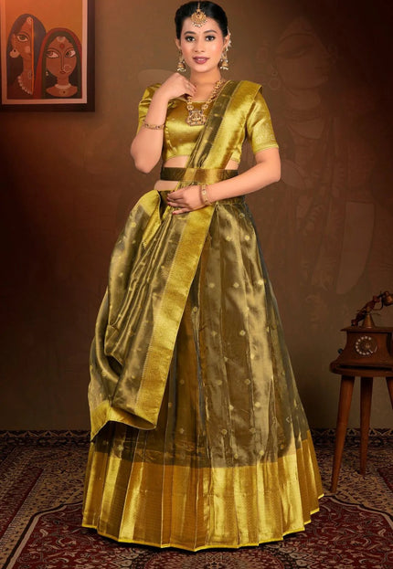 Gold Tissue Silk Zari Work Lehenga Choli For Women - Gajiwala