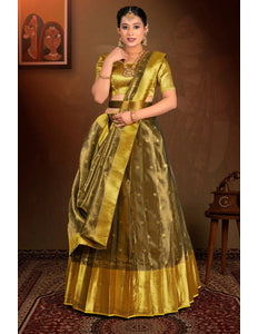 Gold Tissue Silk Zari Work Lehenga Choli For Women - Gajiwala