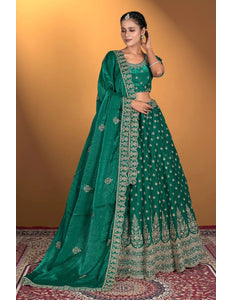 Green Fendy Fabric Lehenga Choli For Women - Gajiwala