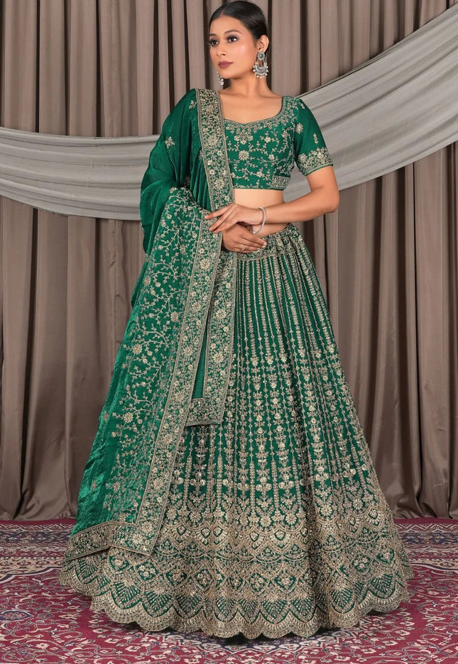 Green Latest Fendy Silk Lehenga Choli Design - Gajiwala
