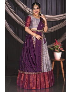 Lavender Designer Banarsi Lehenga Choli - Gajiwala