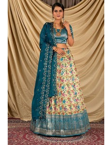 Lemon Digital Print Tissue Silk Lehenga Choli For Women - Gajiwala