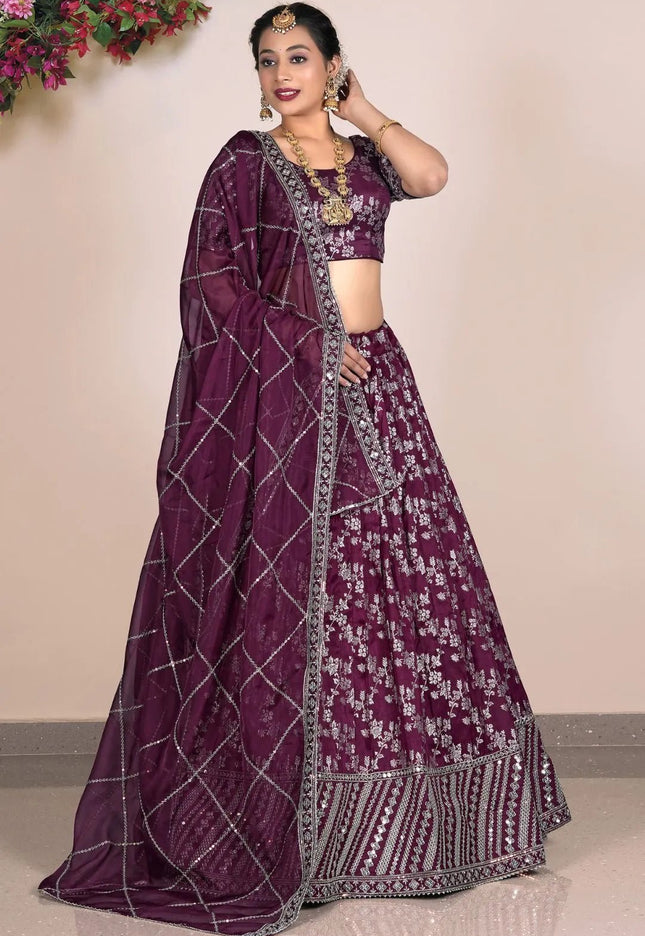 Magenta Viscose Fabric Half Saree For Women - Gajiwala