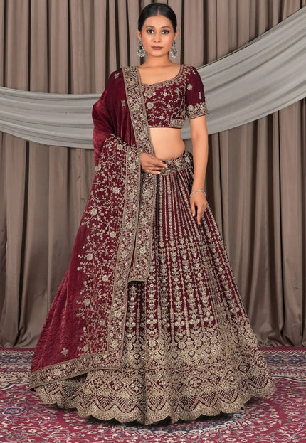 Maroon Latest Fendy Silk Lehenga Choli Design - Gajiwala