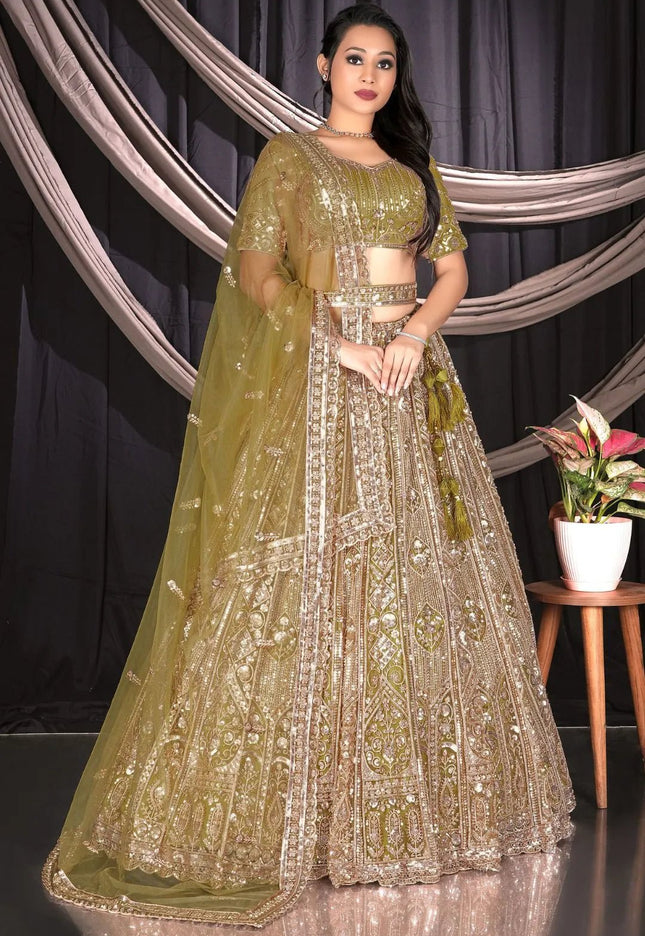 Mehendi Stylish Designer Chaniya Choli For Women - Gajiwala