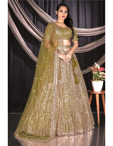 Mehendi Stylish Designer Chaniya Choli For Women - Gajiwala