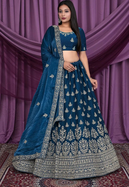 Morpich Fendy Silk Pattu Lehenga With Embroidery Work - Gajiwala