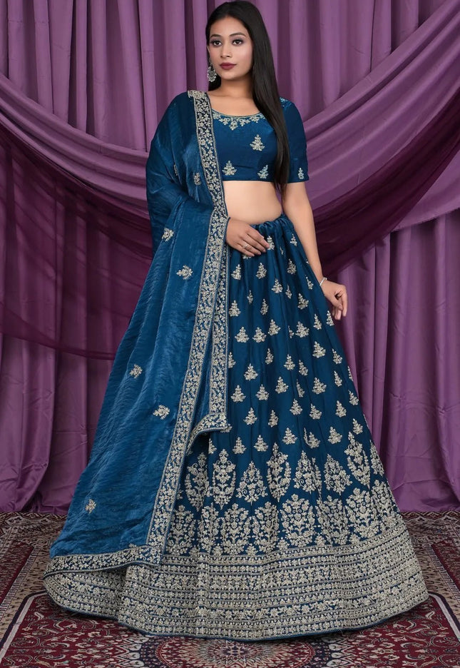 Morpich Fendy Silk Pattu Lehenga With Embroidery Work - Gajiwala