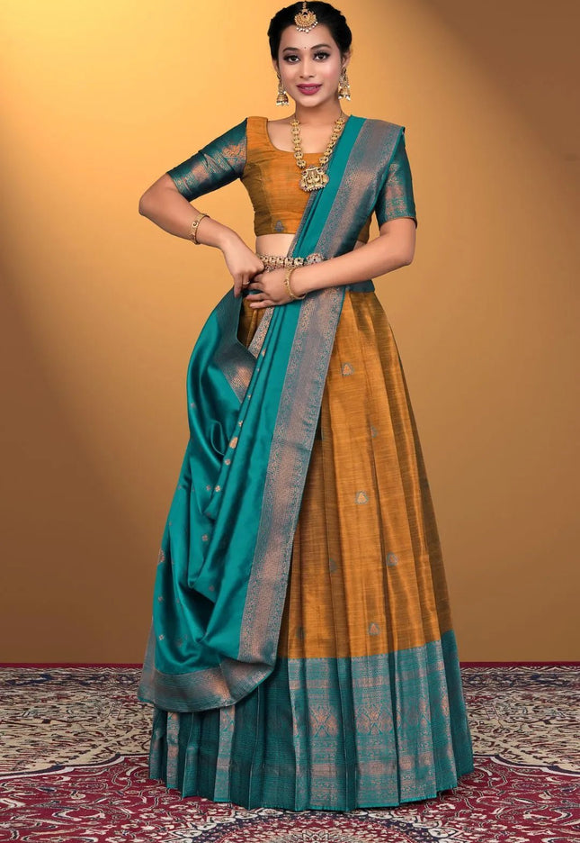 Musterd Banarasi Silk Lehenga Choli For Women - Gajiwala