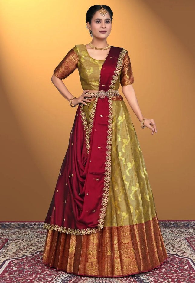 Musterd Banarasi Silk Lehenga Design For Women - Gajiwala