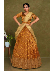 Musterd Designer Lehenga Choli in Tissue Silk For Women - Gajiwala