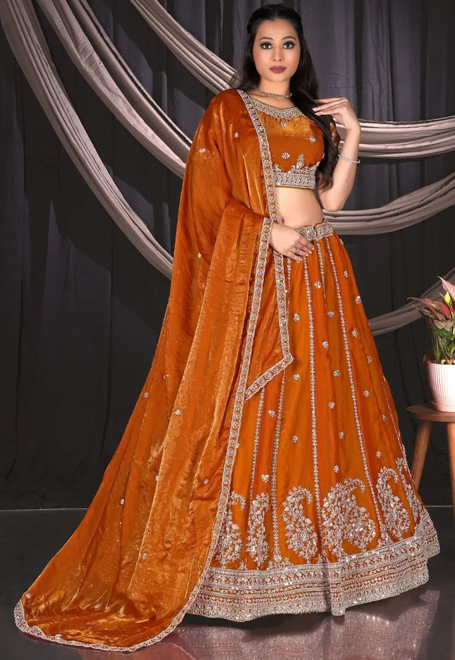 Musterd Fendy Silk Lehenga Choli For Wedding Function - Gajiwala