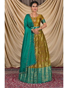 Musterd Zari Silk Lehenga Choli With Zari Woven - Gajiwala