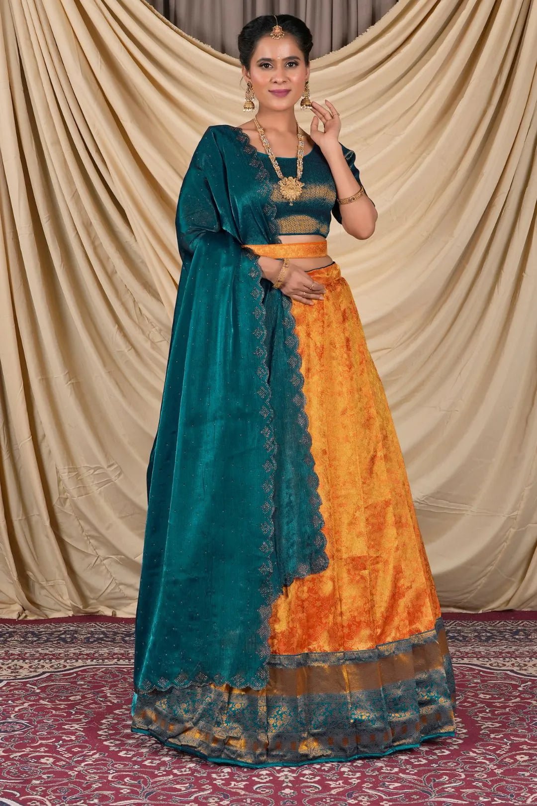 Musterd Zari Tissue Silk Lehenga Choli For Women - Gajiwala