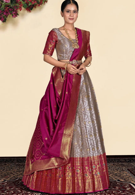 Peach Banarasi Silk Lehenga With Blouse Design - Gajiwala