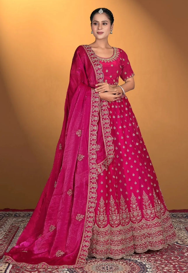 Pink Fendy Fabric Lehenga Choli For Women - Gajiwala