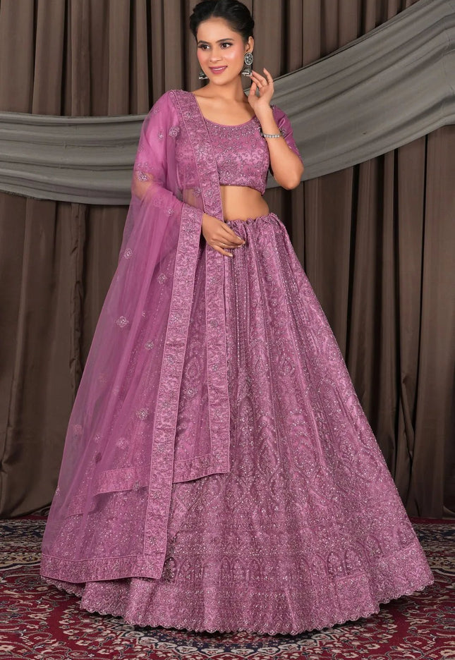 Pink Latest Net Lehenga Choli Ensemble For Women - Gajiwala