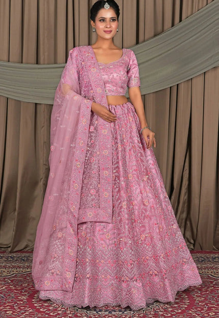 Pink Latest Party Wear Net Lehenga Choli - Gajiwala
