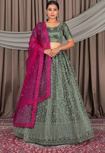 Pista Beautiful Net Lehenga Design For Weddings - Gajiwala