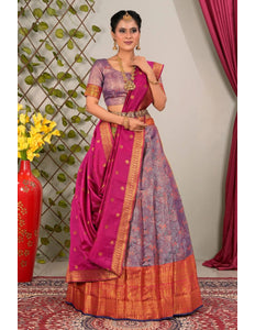 Purple Banarasi Silk Lehenga Choli With Zari Woven - Gajiwala