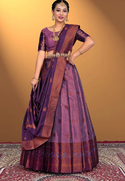 Purple Banarasi Silk Lehenga Design For Women - Gajiwala