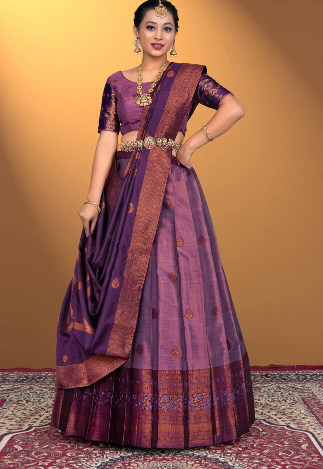Purple Banarasi Silk Lehenga Design For Women - Gajiwala