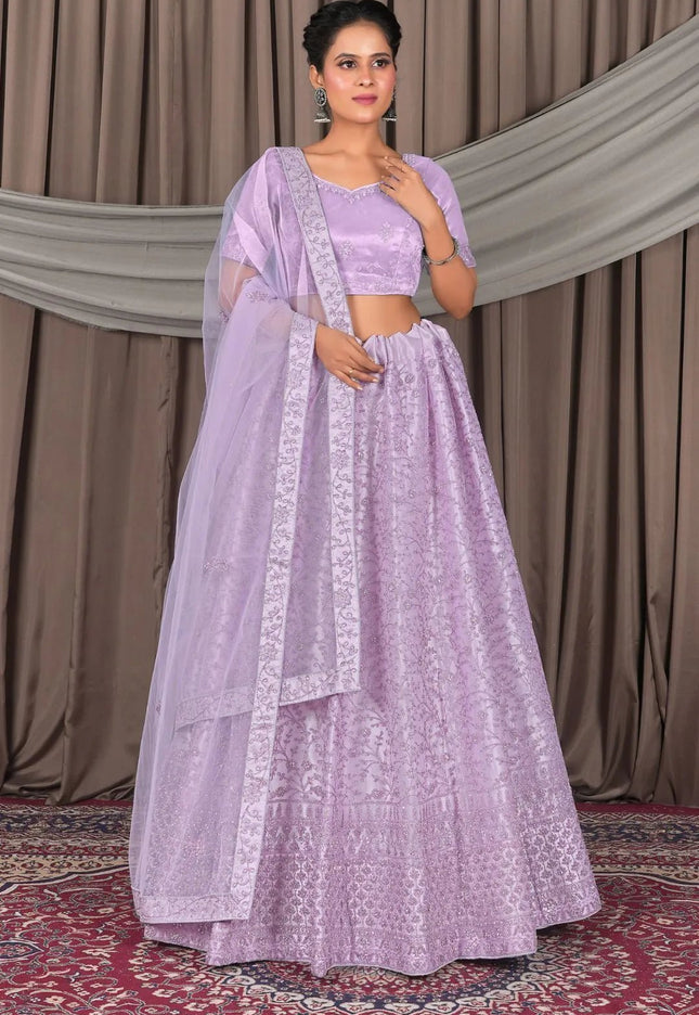 Purple Designer Net Lehenga Choli For Weddings - Gajiwala