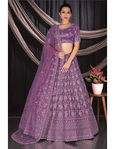 Purple Exclusive Net Lehenga Choli With Embroidered Work - Gajiwala