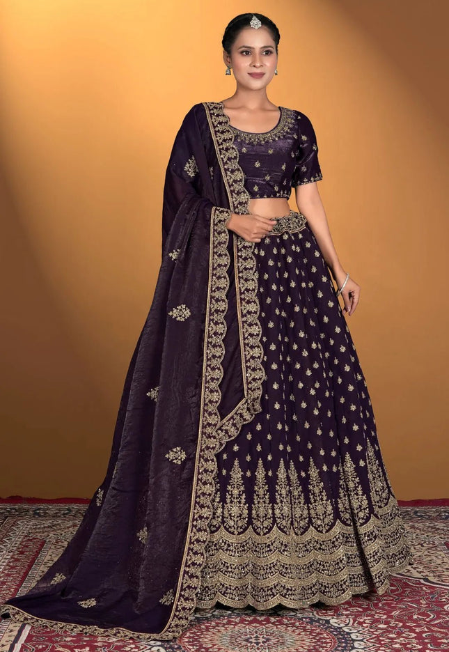 Purple Fendy Fabric Lehenga Choli For Women - Gajiwala