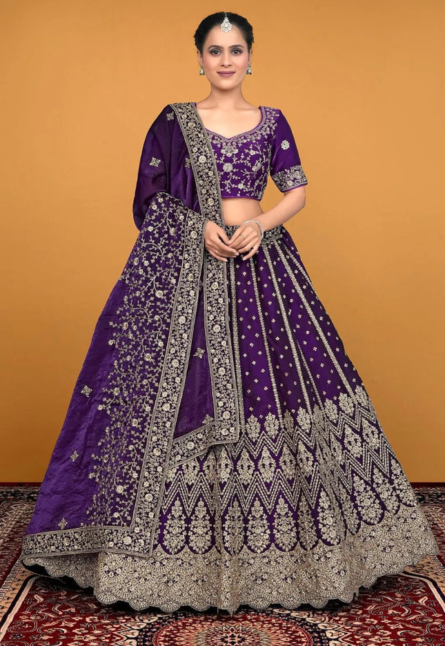 Purple Fendy Fabric Lehenga Choli With Embroidery Work - Gajiwala