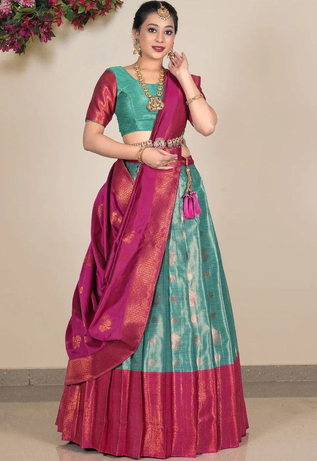 Rama Banarasi Silk Lehenga Choli For Women - Gajiwala