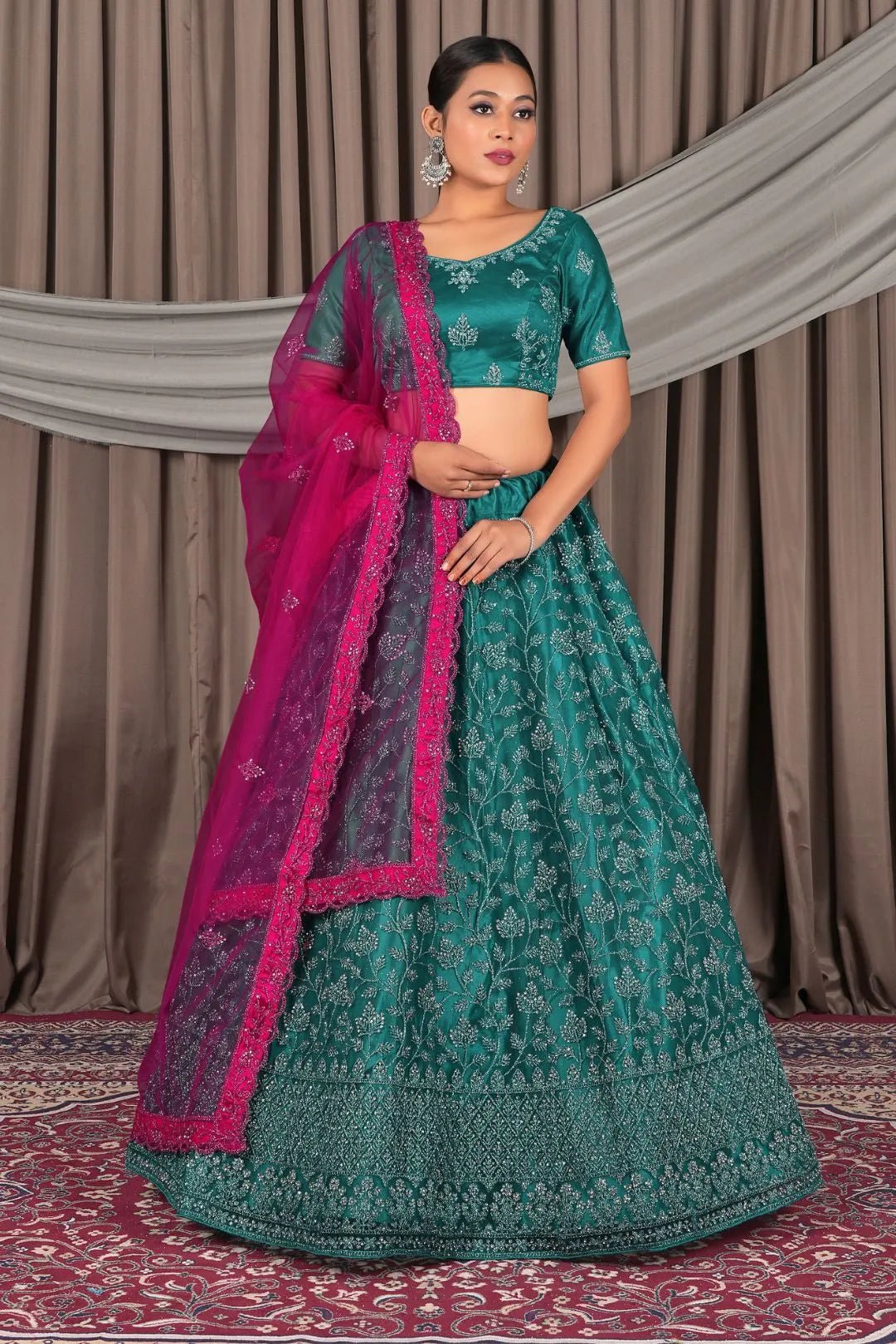 Rama Beautiful Net Lehenga Design For Weddings - Gajiwala