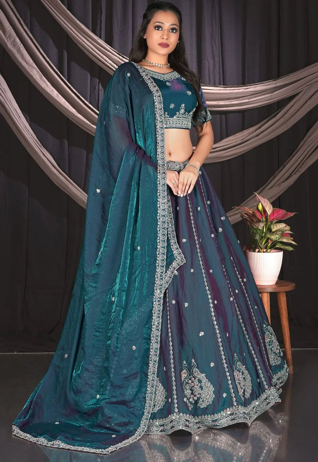 Rama Fendy Silk Lehenga Choli For Wedding Function - Gajiwala
