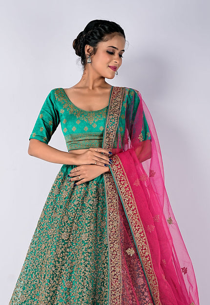 Rama Party Wear Net Lehenga