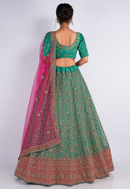 Rama Party Wear Net Lehenga