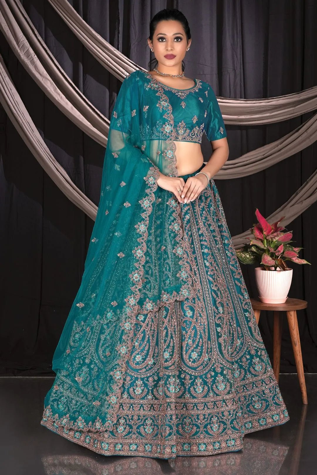 Rama Party wear Embroidered Lehenga Choli For Women - Gajiwala