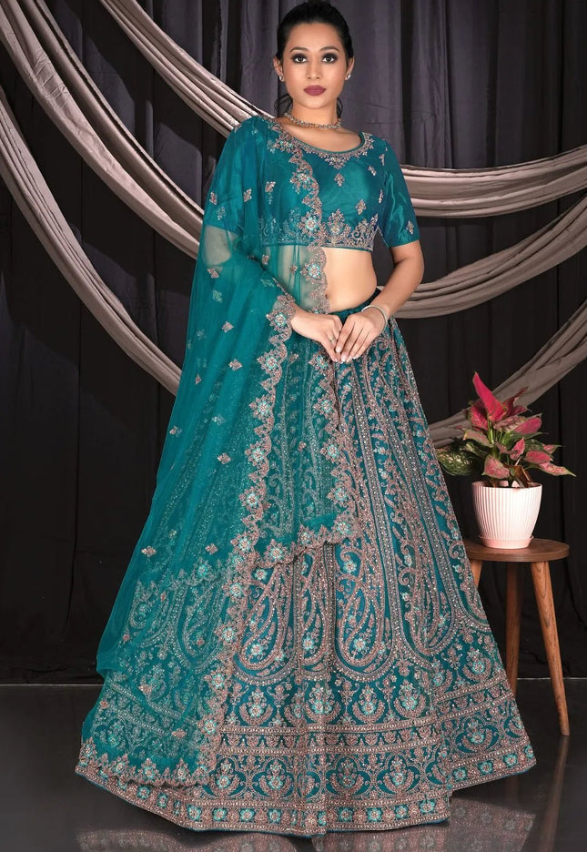 Rama Party wear Embroidered Lehenga Choli For Women - Gajiwala