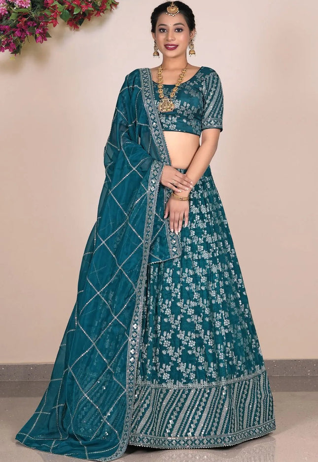 Rama Viscose Fabric Half Saree For Women - Gajiwala