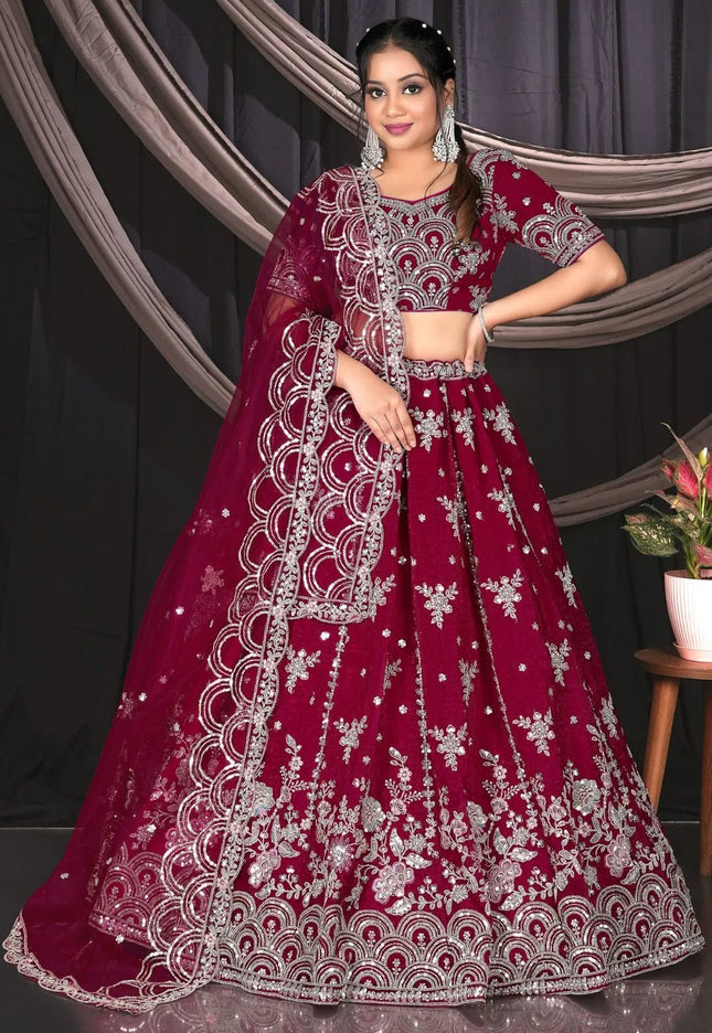 Rani Fendy Silk Embroidered Lehenga Choli For Women - Gajiwala