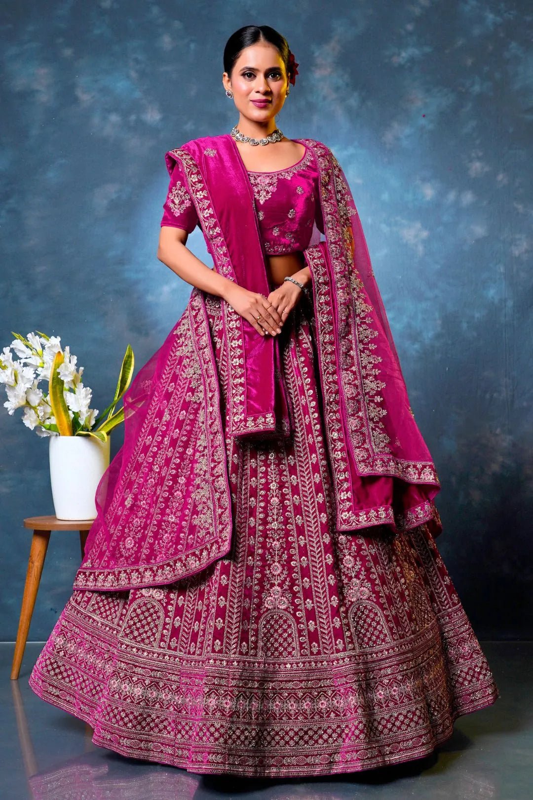 Rani Velvet Designer Bridal Lehenga Choli Latest Design - Gajiwala