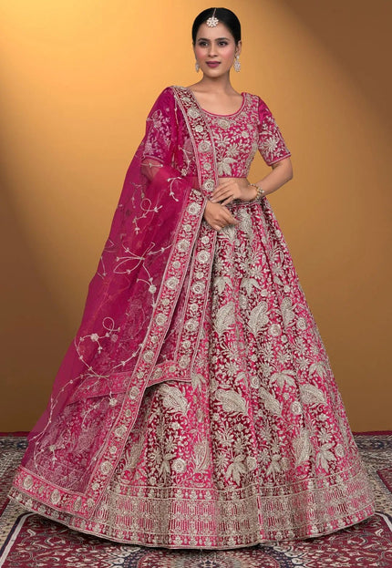 Rani Velvet Lehenga Choli With Net Dupatta For Women - Gajiwala