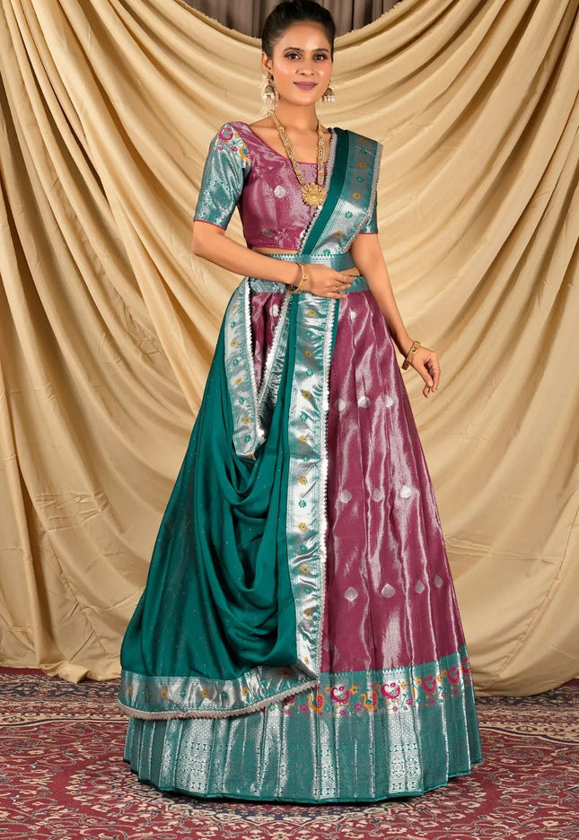 Rani Zari Banarasi Silk Half Saree For Women - Gajiwala