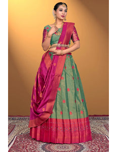 Sea Green Banarasi Silk Lehenga Design For Women - Gajiwala