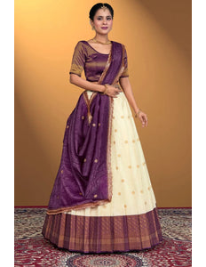 Tussar Banarasi Silk Half Saree With Zari Weaving - Gajiwala