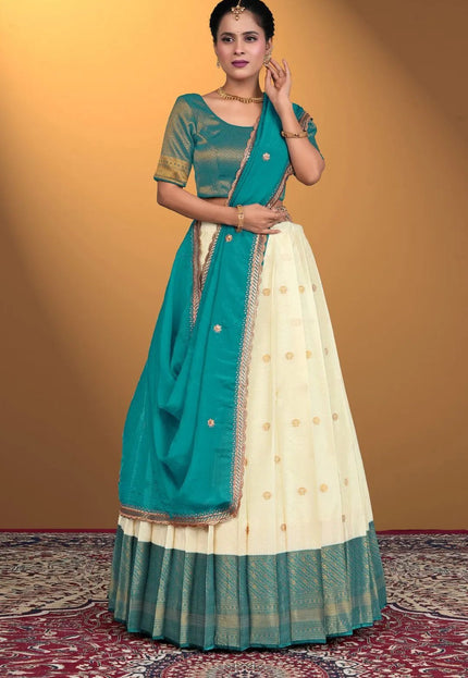 Tussar Banarasi Silk Half Saree With Zari Weaving - Gajiwala