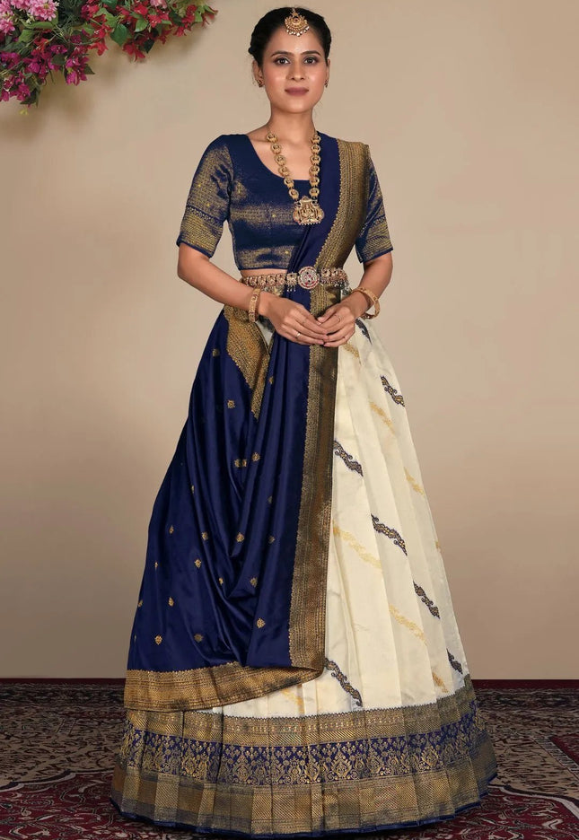 Tussar Banarasi Silk Zari Woven Lehenga For Women - Gajiwala