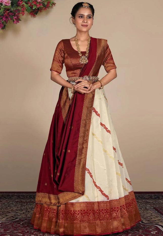 Tussar Banarasi Silk Zari Woven Lehenga For Women - Gajiwala